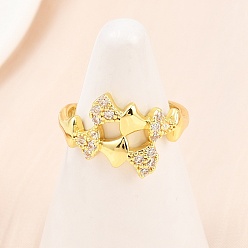 Настоящее золото 18K Регулируемые кольца для женщин с микропаве из латуни и кубическими цирконами, долговечный, стойки покрытие, реальный 18 k позолоченный, 14 мм, регулируемый