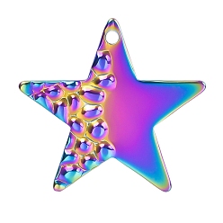 Rainbow Color 304 подвески из нержавеющей стали, звезда очарование, Радуга цветов, 26x25x1 мм, отверстие : 1.8 мм