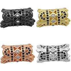 Mixed Color Brass Micro Pave Clear Cubic Zirconia European Beads, Column, Mixed Color, 17.5x10mm, Hole: 5.5mm, 4pcs/bag