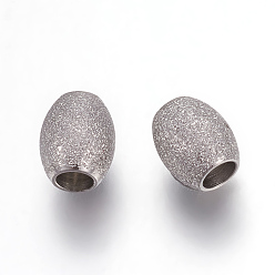 Stainless Steel Color 304 Stainless Steel Beads, Textured Beads, Oval, Stainless Steel Color, 6x5mm, Hole: 2.2mm
