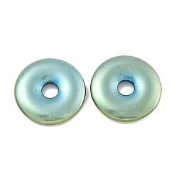 Зеленое Покрытие Гальванические подвески из синтетического немагнитного гематита, подвески в виде пончиков/пи-дисков, зеленый покрытием, 25.5x4 мм, отверстие : 4.8 мм
