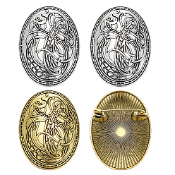 (52) Непрозрачная лаванда 4шт. 2 цвета, овальные значки викингов с символом, из сплава, для лацканов, рюкзака и одежды, разноцветные, 57.5x42 мм, 2 шт / цвет