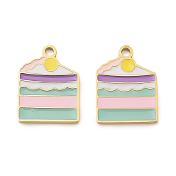Food 304 подвески из нержавеющей стали, с эмалью, ионное покрытие (ip), реальный 18 k позолоченный, торт, 16x12.5x1.5 мм, отверстие : 1.6 мм