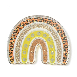 Желтый Непрозрачные акриловые подвески, 3d печать, с силой блеска, радуга, желтые, 31.5x39.5x2 мм, отверстие : 1.6 мм