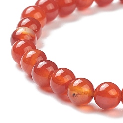 Red Agate Natural Red Agate Beaded Stretch Bracelets, Round, Beads: 6~6.5mm, Inner Diameter: 2-1/4 inch(5.55cm)