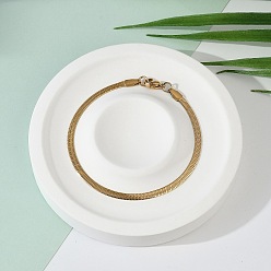 Золотой Ионное покрытие (ip) 304 браслеты из нержавеющей стали в елочку, с карабин-лобстерами , золотые, 7-1/4 дюйм (18.5 см), 3 мм