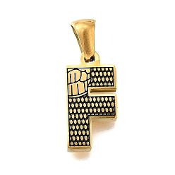 Letter F Золотые подвески 304 из нержавеющей стали, образец коры, Буква F, 17.5x11.5x2.5 мм, отверстие : 5.5x3 мм