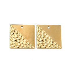 Real 18K Gold Plated Ion Plating(IP) 304 Stainless Steel Pendants, Square Charm, Real 18K Gold Plated, 22x22x1mm, Hole: 1.6mm