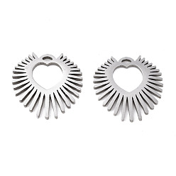 Нержавеющая Сталь Цвет Не тускнеющие 201 подвески из нержавеющей стали, лазерная резка, сердце, цвет нержавеющей стали, 15.5x14.5x1 мм, отверстие : 1 мм