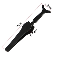 Electrophoresis Black Stainless Steel Eyelash Extension Tweezers, False Eyelashes Applicator Tool, Electrophoresis Black, 7x1.9cm