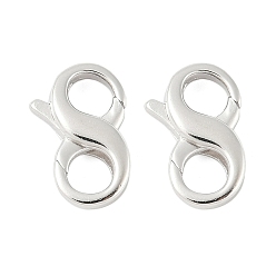 Платина 925 стерлингового серебра застежкой омар коготь, 8 -образные, платина, 12x7.5x3 мм, отверстие : 3.5 мм