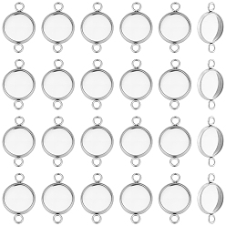 Нержавеющая Сталь Цвет 60 шт. 304 Настройки для коннектора кабошона из нержавеющей стали, чашки безель с краями, плоско-круглые, цвет нержавеющей стали, лоток : 10 мм, 17.5x12x2 мм, отверстие : 2 мм