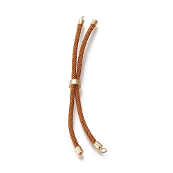 Sienna Nylon Twisted Cord Bracelet Making, Slider Bracelet Making, with Eco-Friendly Brass Findings, Round, Golden, Sienna, 8.66~9.06 inch(22~23cm), Hole: 2.8mm, Single Chain Length: about 4.33~4.53 inch(11~11.5cm)