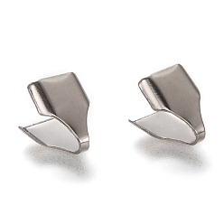 Нержавеющая Сталь Цвет Устойчивы к потускнению 304 нержавеющая сталь, складные обжимные концы, загибаем концы шнура, цвет нержавеющей стали, 8.5x7x2.5 мм, отверстие : 5x2 мм