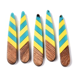 Teardrop Подвески из эпоксидной смолы и орехового дерева, геометрические прелести, слеза, 44x7.5x3.5 мм, отверстие : 1.5 мм