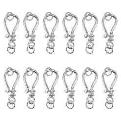 Platinum Brass S-Hook Clasps, Platinum, 20x9mm, Hole: 3mm, 20pcs/box