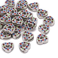 Платина Сплав горный хрусталь прелести слайд, без кадмия и без свинца, День матери прелести, сердце, платина, шириной около 12 мм, 11.5 мм длиной, отверстие : 2 мм