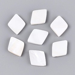 Морская Ракушка Естественных пресноводных стеклянные бусы, алмаз, цвет морской раковины, 16~17x13~13.5x3 мм, отверстие : 0.8~0.9 мм
