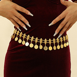 Золотой Сплав монета кисточка талия живот цепи для женщин, золотые, 1010 мм