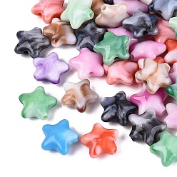 Mixed Color Two Tone Color Opaque Acrylic Beads, Star, Mixed Color, 20x21.5x10mm, Hole: 3mm, about 250pcs/500g