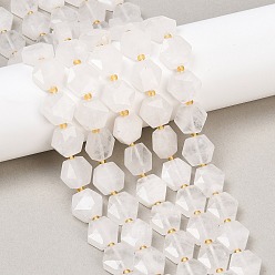 Хрусталь Природных кристаллов кварца бисер нитей, горного хрусталя, с бисером, граненый шестиугольный разрез, шестиугольник, 12x13~13.5x5.5~6 мм, отверстие : 1.2 мм, около 28 шт / нитка, 15.55 дюйм (39.5 см)