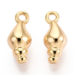 Shell Shape Латунь прелести, без никеля , реальный 18 k позолоченный, формы раковины, 11.5x5x5 мм, отверстие : 1.2 мм