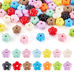 (52) Непрозрачная лаванда 50шт. непрозрачные акриловые бусины, цветок, разноцветные, 13.5x14x8.5 мм, отверстие : 2.8 мм