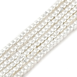 с Покрытием Серебра Гальванические нити из синтетических немагнитных гематитовых бусин, кубические, со серебряным покрытием, 2x2x2 мм, отверстие : 0.9 мм, около 216 шт / нитка, 15.98'' (40.6 см)