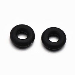 Black Rubber O Rings, Donut Spacer Beads, Fit European Clip Beads, Black, 5x1mm