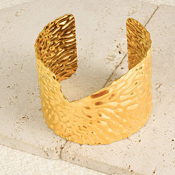 Настоящее золото 18K Стили европы и америки 304 кованые браслеты-манжеты из нержавеющей стали для женщин, реальный 18 k позолоченный, внутренний диаметр: 2-3/8 дюйм (6 см)