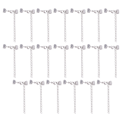 Stainless Steel Color 304 Stainless Steel Curb Chain Extender, with Lobster Claw Clasps and Ribbon Crimp Ends, Stainless Steel Color, 25mm long, Chain Extender: 55mm, Ribbon Ends: 6.5x6.5mm, 20sets/box