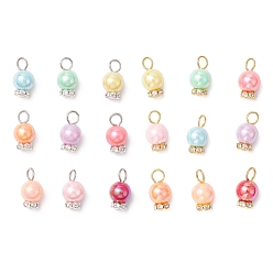 (52) Непрозрачная лаванда Непрозрачные акриловые подвески, с железной и латунной фурнитурой, круглые, разноцветные, 18x9.5 мм, отверстие : 4 мм