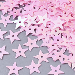 Pink Аксессуары для орнаментов, пластиковые пайетки / блестки из пвх, AB цвет, звезда, розовые, 7x0.2 мм, Отверстие : 0.8 мм , около 40000 шт / 500 г