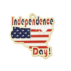 Map Подвески из сплава с эмалью ко дню независимости, золотые, карта, 30x28x1 мм, отверстие : 1.8 мм