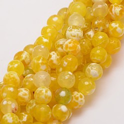 Золотистый Бусы из натурального огненного агата с потрескиванием, окрашенные, граненые, круглые, золотые, 10 мм, отверстие : 1.5 мм, около 38 шт / нитка, 14 дюйм