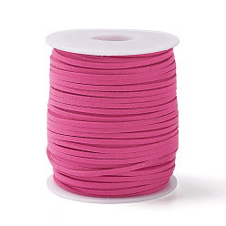 Hot Pink 45M Faux Suede Cord, Faux Suede Lace, Hot Pink, 2~2.5x1.5~2mm, about 50 Yards(45m)/Roll