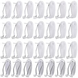 Серебро 30 шт. латунные серьги-гвоздики, французские серьги-клипсы, долговечный, серебряные, 19x8x8 мм, штифты : 0.7 мм