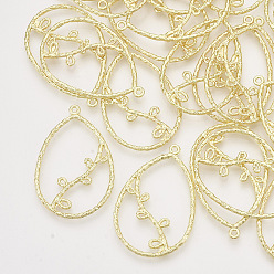 Light Gold Alloy Open Back Bezel Pendants, For DIY UV Resin, Epoxy Resin, Pressed Flower Jewelry, Teardrop, Light Gold, 39.5x26x2mm, Hole: 1.4mm