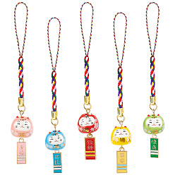 (52) Непрозрачная лаванда 5 шт 5 стили керамическая счастливая кошка маленькая подвеска украшение для мобильного телефона, с фурнитурой из сплава и эмали, для украшения корпуса телефона, разноцветные, 114 мм, 1 шт / стиль