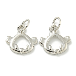 Цыпленок Стойки обшивки латунные подвески, с прыжковых колец, долговечный, без свинца и без кадмия, зодиакальный шарм, цыпленок, 11x11.8x1.5 мм, отверстие : 3.5 мм