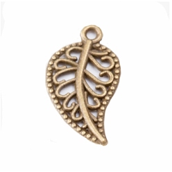 Античная Бронза Сплавочные подвески тибетского стиля, лист, античная бронза, 18x10.5x1.5 мм, отверстие : 1.2 мм