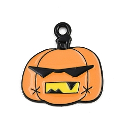 Тыква Подвески из сплава хэллоуина с эмалью, чёрные, тыква, 21.5x20.5x1 мм, отверстие : 1.8 мм