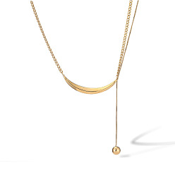 Золотой 304 ожерелья с изогнутой планкой из нержавеющей стали, ожерелья с кисточками для женщин, золотые, 16.54 дюйм (42 см)