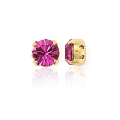 70350 Fuchsia Preciosa® maxima crystal в пришивной чашке, чешский хрусталь, с настройками латуни, 719 37 080 шатон (круглый), золотые, 70350 фуксия, ss 34 (7.05~7.25 мм)