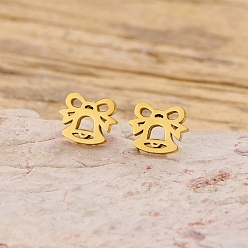 Колокол 304 из нержавеющей стали серьги, золотые, колокол, 7x9 мм