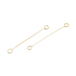 Real 18K Gold Plated 316 Surgical Stainless Steel Eye Pins, Double Sided Eye Pins, Real 18K Gold Plated, 25x2.5x0.4mm, Hole: 1.4mm
