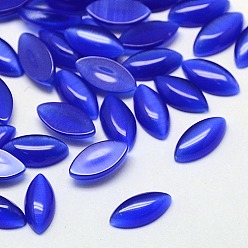 Blue Cat Eye Cabochons, Horse Eye, Blue, 20x10x3mm