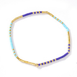 Розовато-лиловый Богемные браслеты из цветного стеклянного бисера, эластичные, для женщин, элегантные повседневные украшения, подарок., розовато-лиловый, 6.50 дюйм (16.5 см)