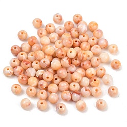 Легкий Лосось Двухцветные непрозрачные акриловые бусины, имитирующие драгоценные камни, круглые, светлый померанцевый, 9.8~10 мм, отверстие : 2 мм, Около 1000 шт / 500 г