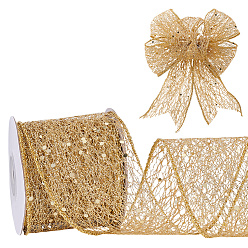 Золотистый 1 рулон полиэстеровых лент с пайетками, для пошива аксессуаров, золотые, 2-1/2 дюйм (63 мм), около 10.00 ярдов (9.14 м) / комплект